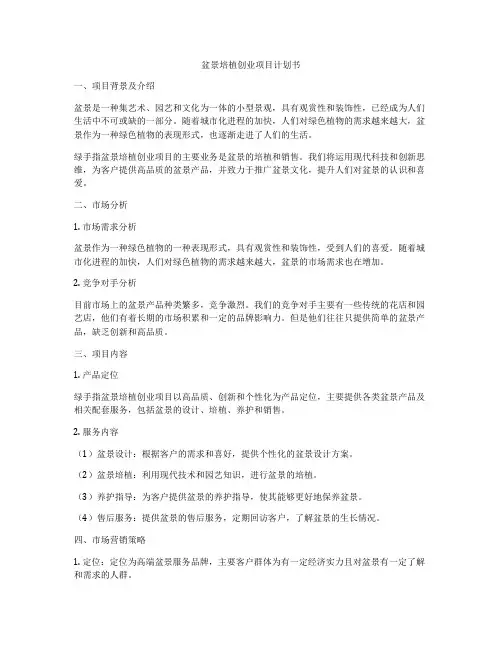 盆景培植创业项目计划书
