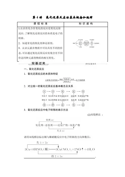 高中化学第4讲 氧化还原反应的基本概念和规律