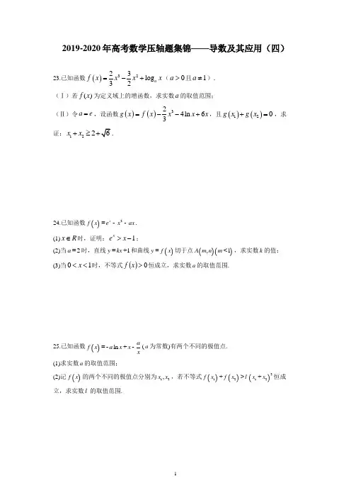 (完整)2019-2020年高考数学压轴题集锦——导数及其应用(四)