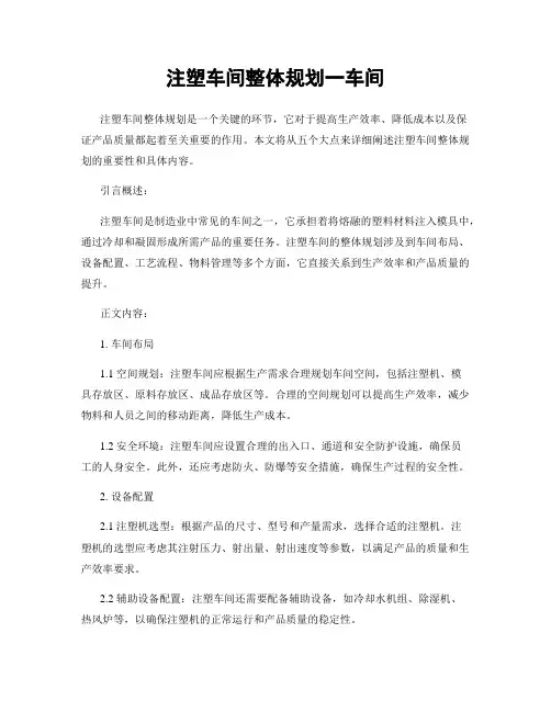 注塑车间整体规划一车间