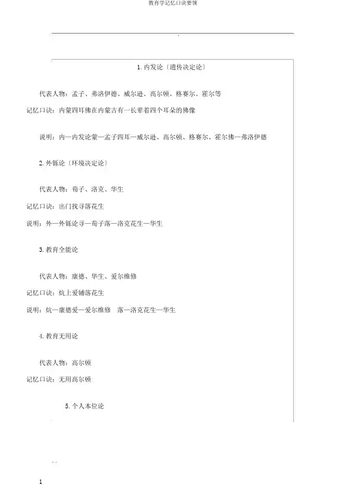 教育学记忆口诀要领