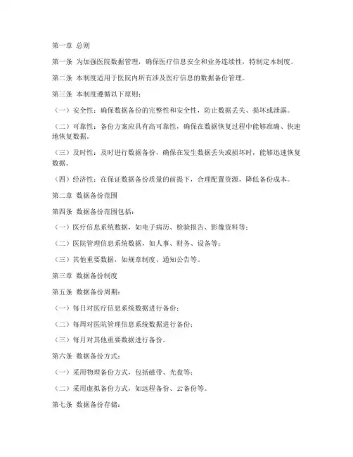 医院数据备份管理制度范本