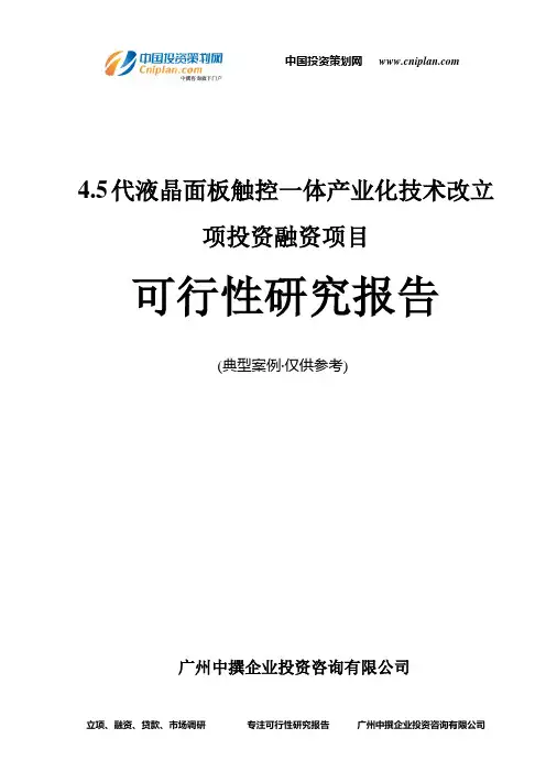 4.5代液晶面板触控一体产业化技术改融资投资立项项目可行性研究报告(非常详细)