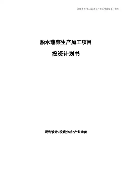 脱水蔬菜生产加工项目投资计划书