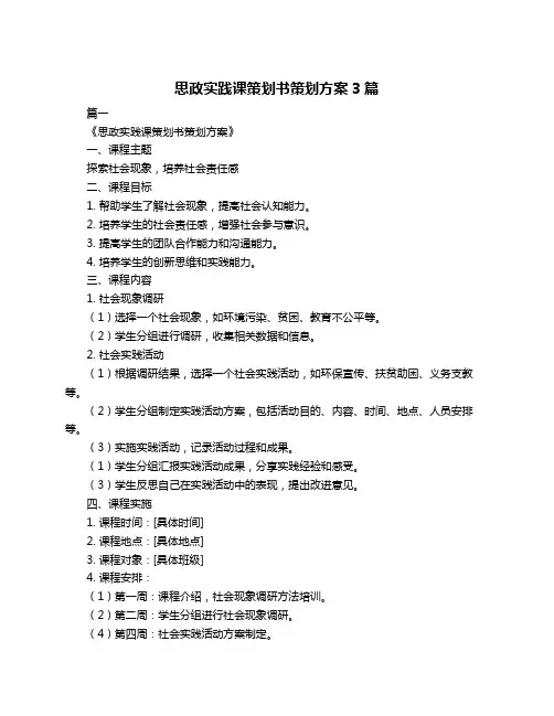 思政实践课策划书策划方案3篇