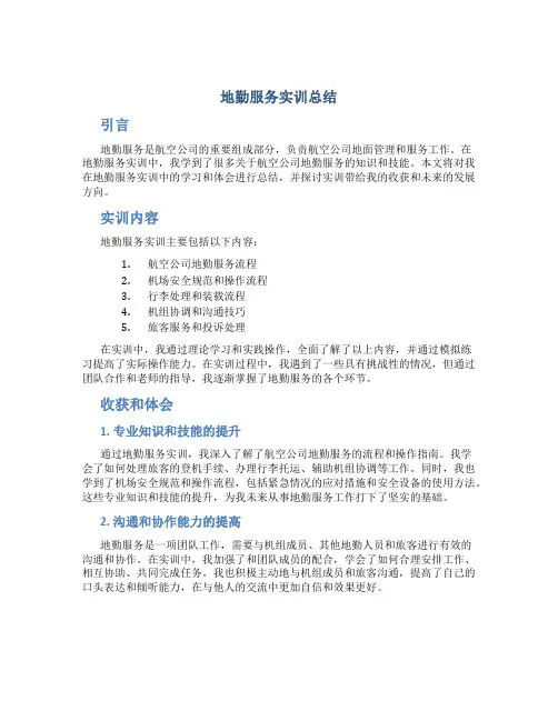 地勤服务实训总结
