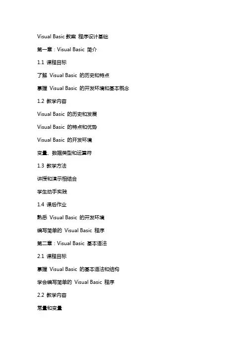 VisualBasic教案程序设计基础