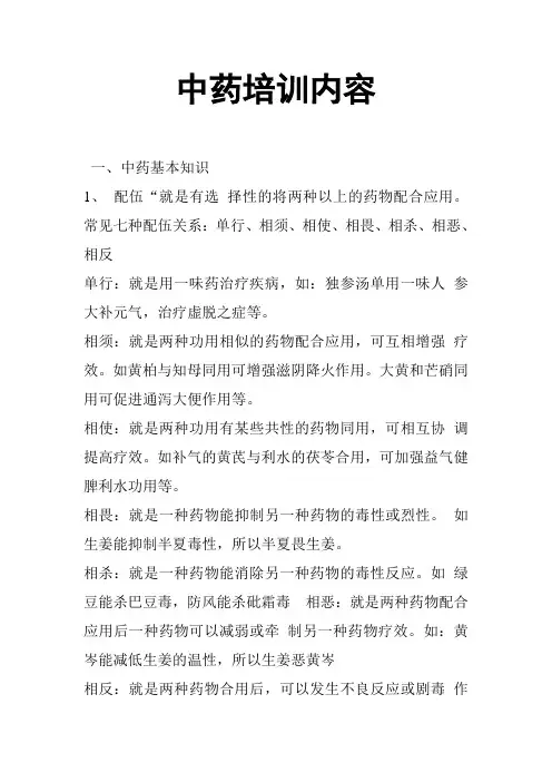 中药培训内容