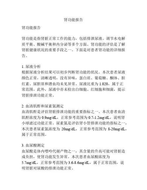 肾功能报告
