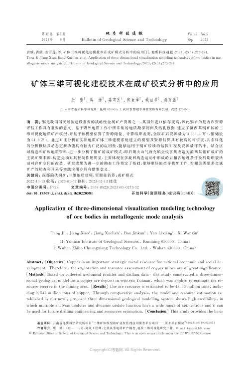矿体三维可视化建模技术在成矿模式分析中的应用