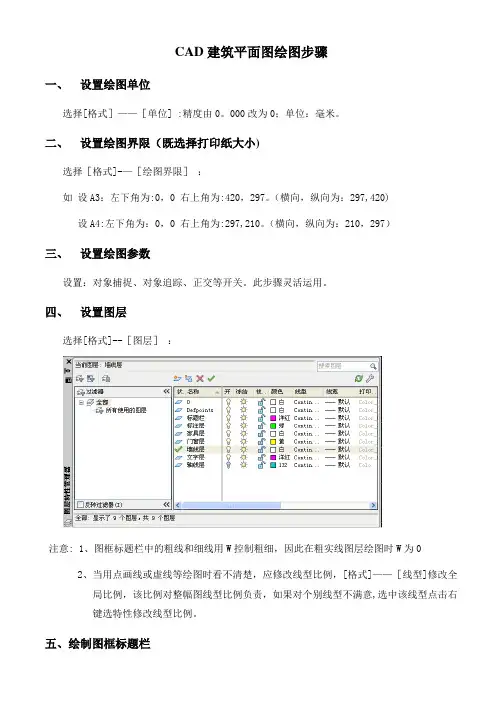 CAD建筑平面图绘图步骤