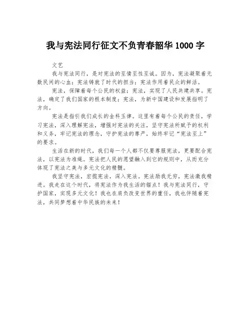 我与宪法同行征文不负青春韶华1000字