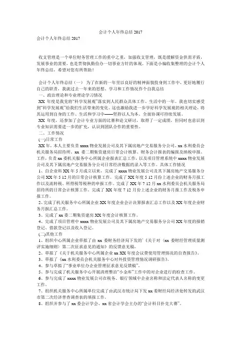 会计个人年终总结2017