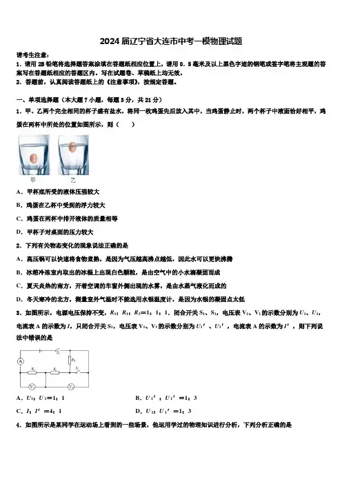 2024届辽宁省大连市中考一模物理试题含解析