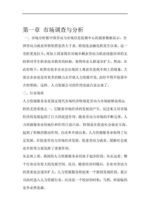 人力资源管理公司创业计划书