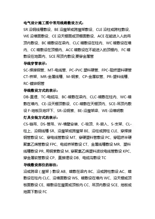 电气施工图常见符号说明