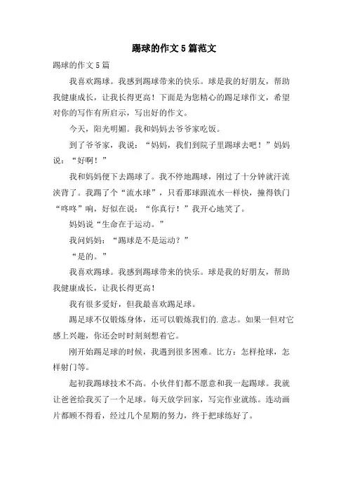 踢球的作文5篇范文