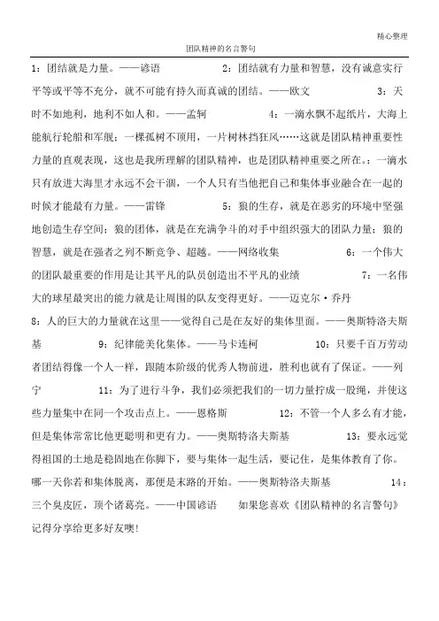 团队精神的名言警句