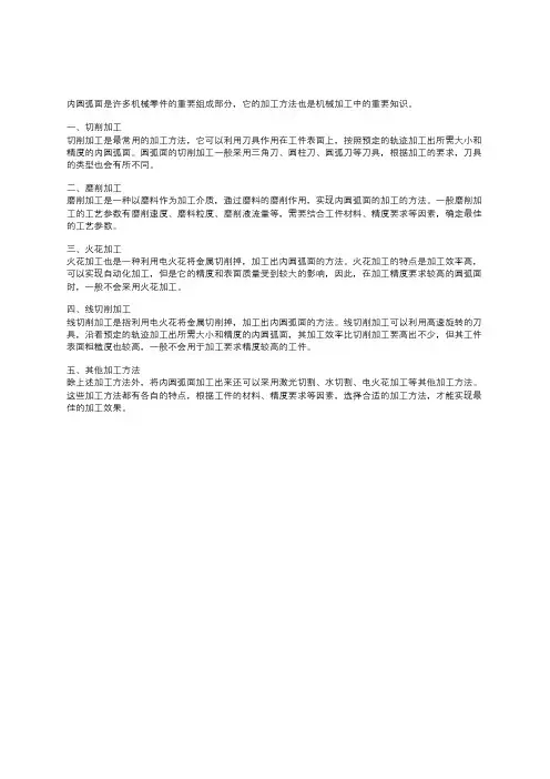 内圆弧面的加工方法