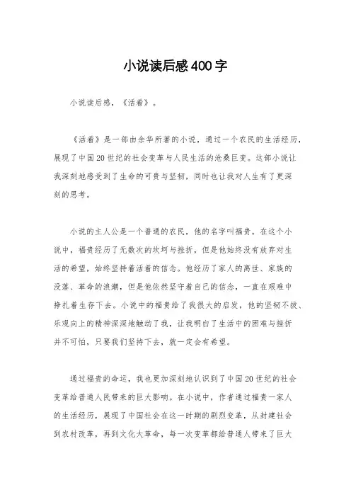 小说读后感400字