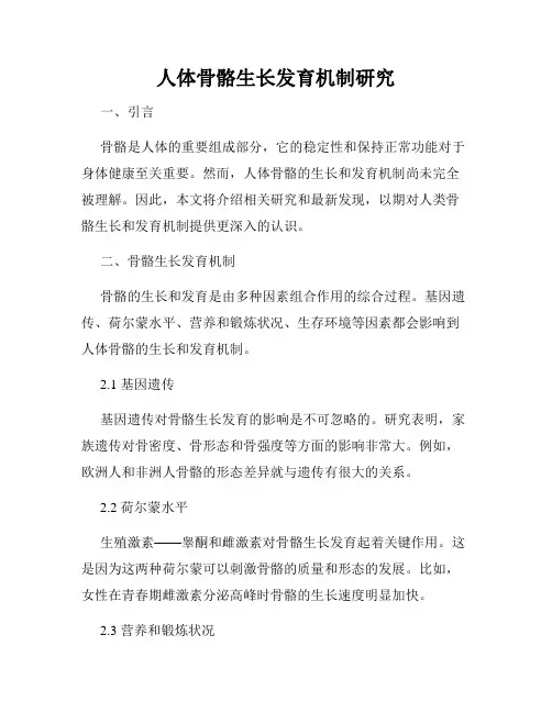 人体骨骼生长发育机制研究
