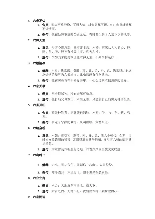 六开头的词语四字词语