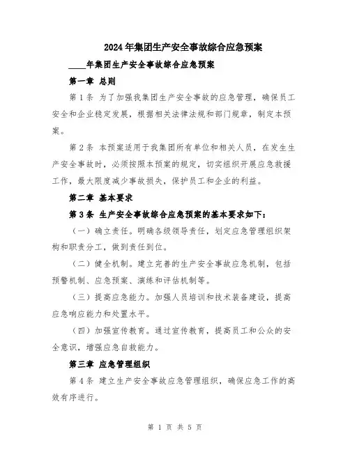 2024年集团生产安全事故综合应急预案