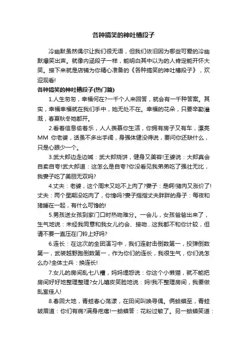 各种搞笑的神吐槽段子