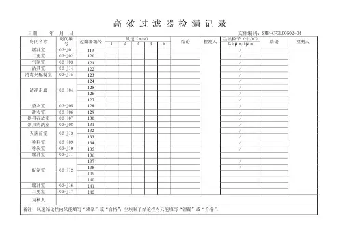 高效过滤器检漏记录