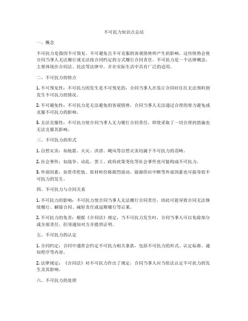 不可抗力知识点总结
