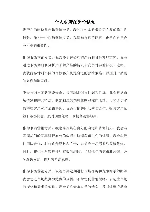 个人对所在岗位认知