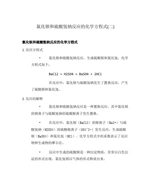 氯化钡和硫酸氢钠反应的化学方程式(二)