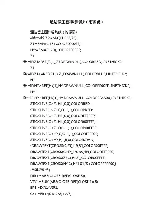 通达信主图神秘均线（附源码）