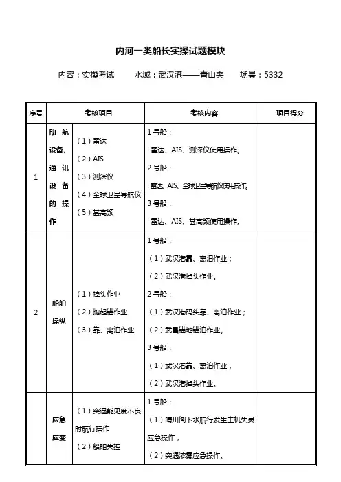 内河一类船长实操考试模块5332(青山夹-武汉港)