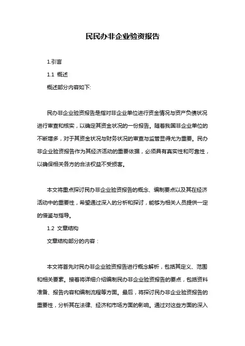 民民办非企业验资报告