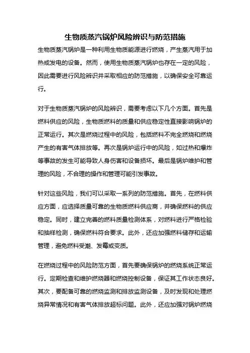 生物质蒸汽锅炉风险辨识与防范措施
