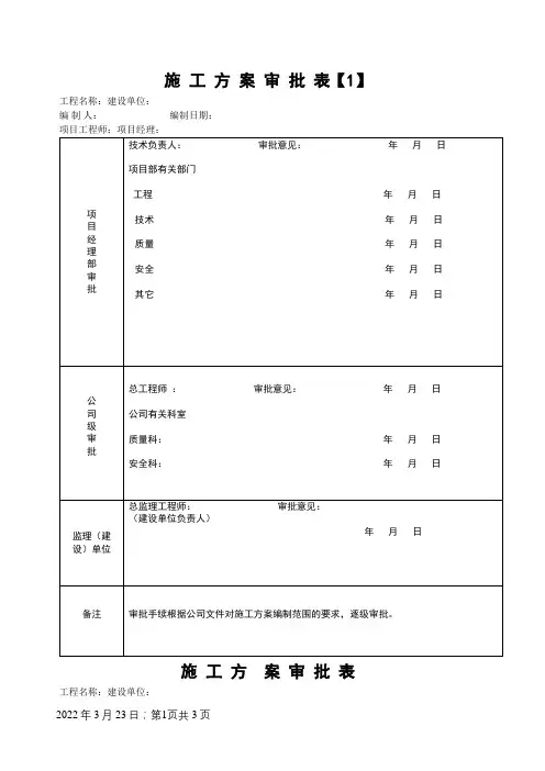 施工方案审批表(空白版)