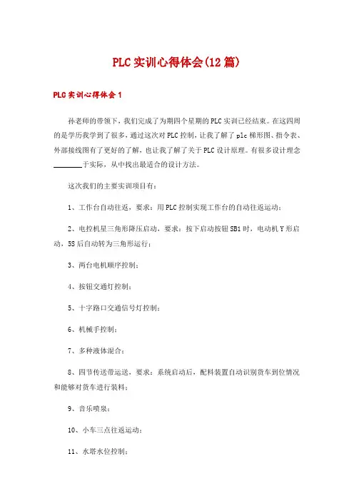 PLC实训心得体会(12篇)