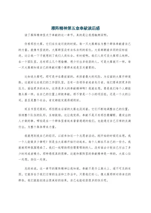 雁阵精神第五章奉献读后感