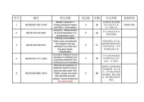 英国标准表-中英对照