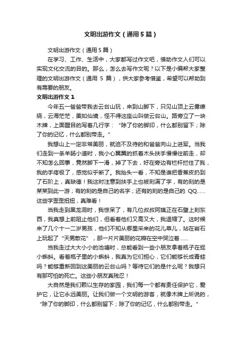 文明出游作文（通用5篇）