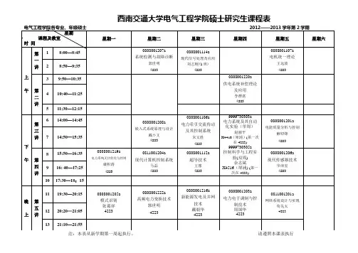 西南交通大学电气工程学院硕士研究生课程表