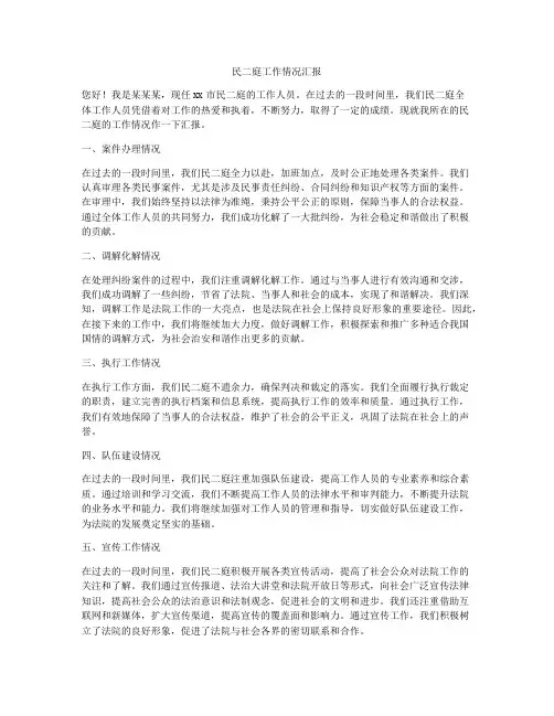 民二庭工作情况汇报