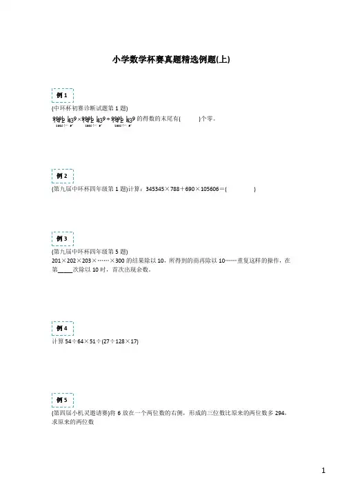 小学数学杯赛真题精选例题(上)【打印版】