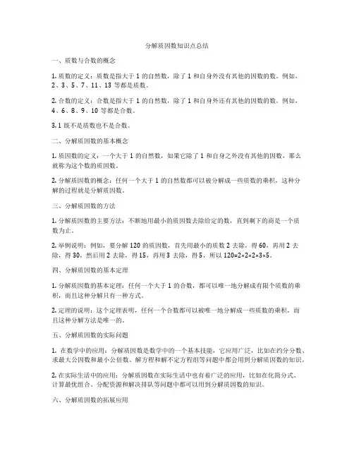 分解质因数知识点总结