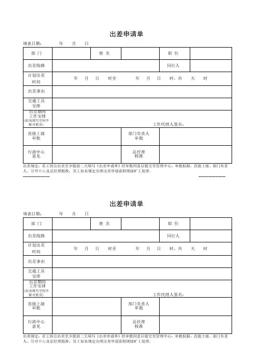 出差申请单(完整版)
