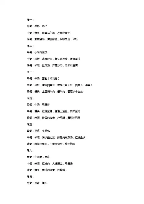 一周营养食谱
