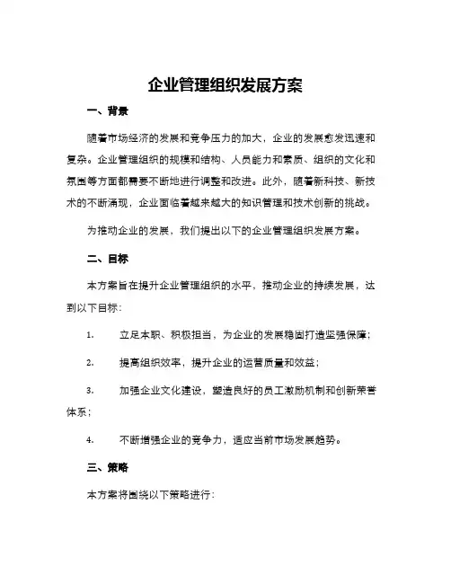 企业管理组织发展方案