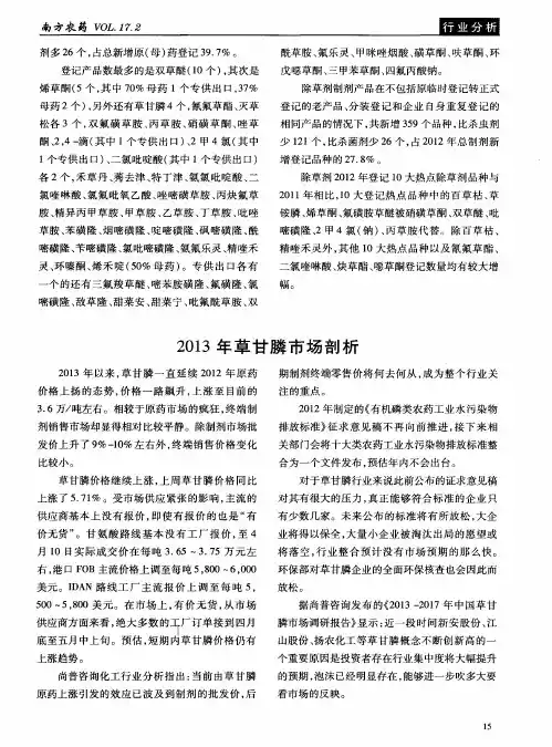 2013年草甘膦市场剖析