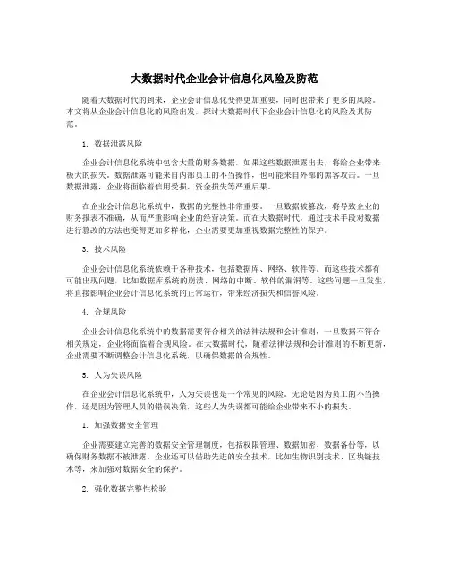 大数据时代企业会计信息化风险及防范